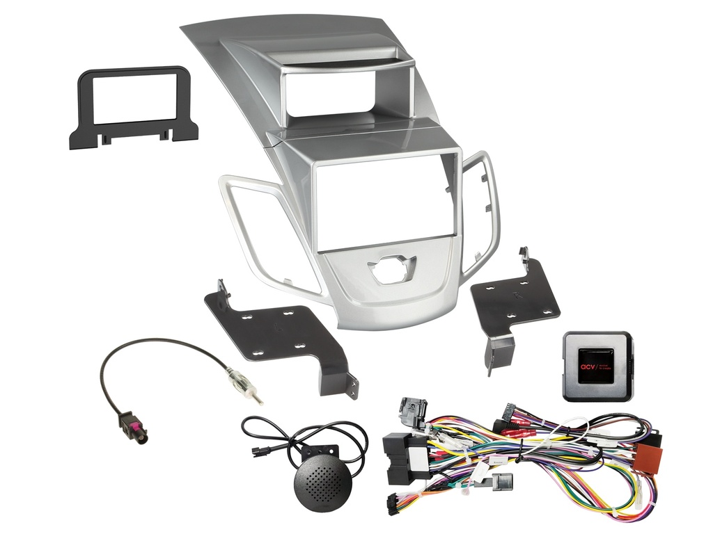 [2-DIN Kit Ford Fiesta 06/2010-09/2012 silver SWC/antenna] 621114-21-2