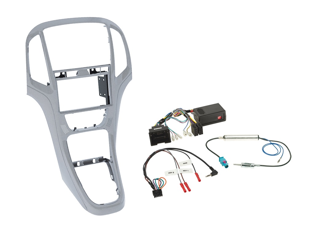[2-DIN Kit Opel Astra J 2009-2018 platin silver SWC/antenna] 621230-23-6