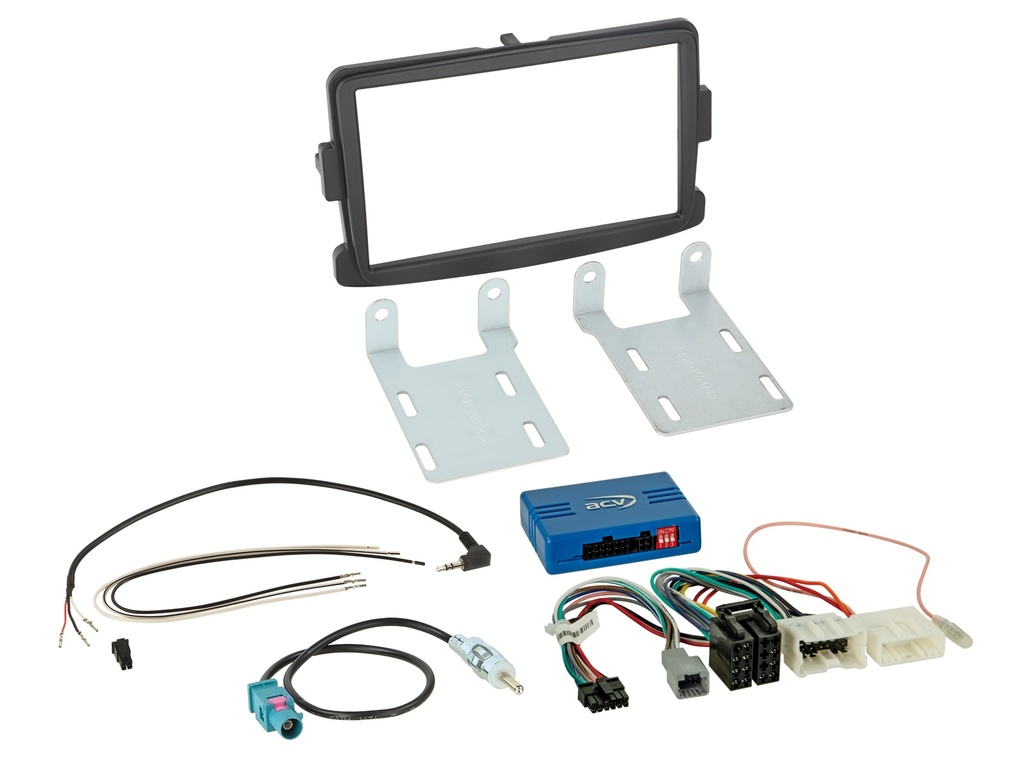 [2-DIN Kit Dacia/Fiat/Nissan/Opel/Renault black SWC/antenna] 621250-14-2